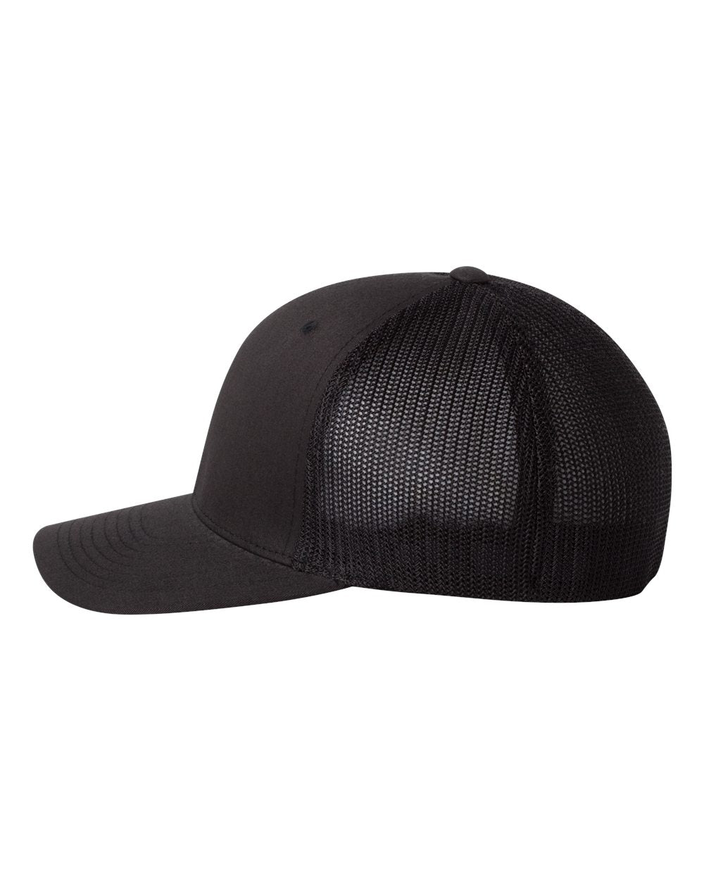 Custom Leather Patch Flexfit Trucker Hat 6511 / Black