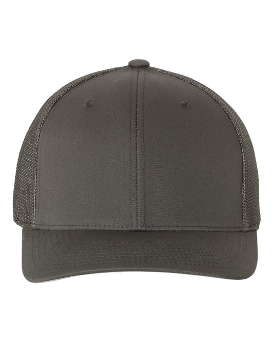 Custom Leather Patch Flexfit Trucker Hat 6511 / Charcoal