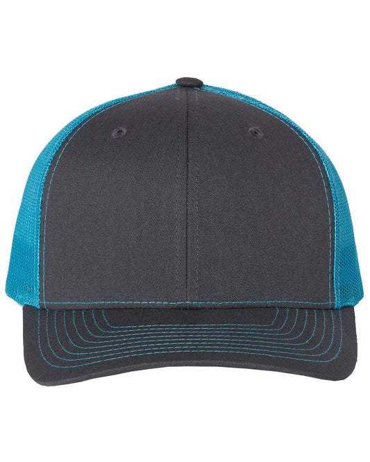 Custom Leather Patch Richardson 112 Charcoal / Neon Blue