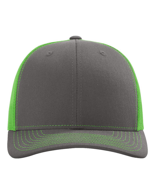 Custom Leather Patch Richardson 112 Charcoal / Neon Green