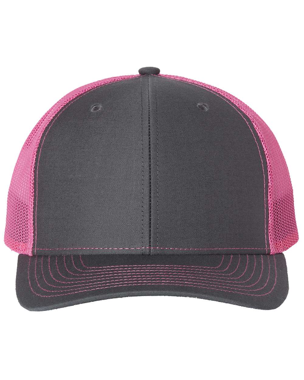 Custom Embroidered Richardson 112 Charcoal / Neon Pink