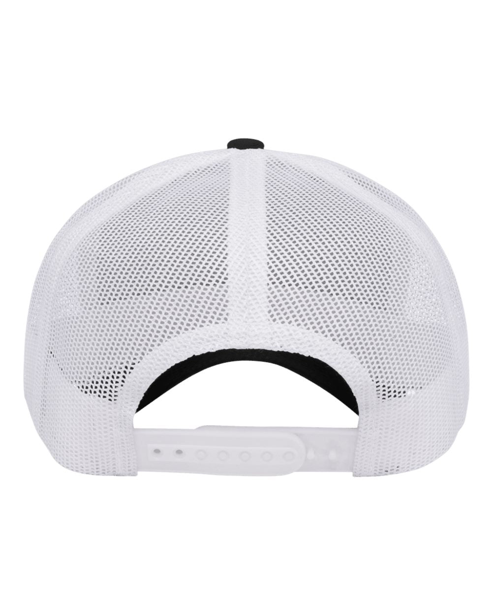 Custom Leather Patch Yupoong 6606 Trucker - Black / White
