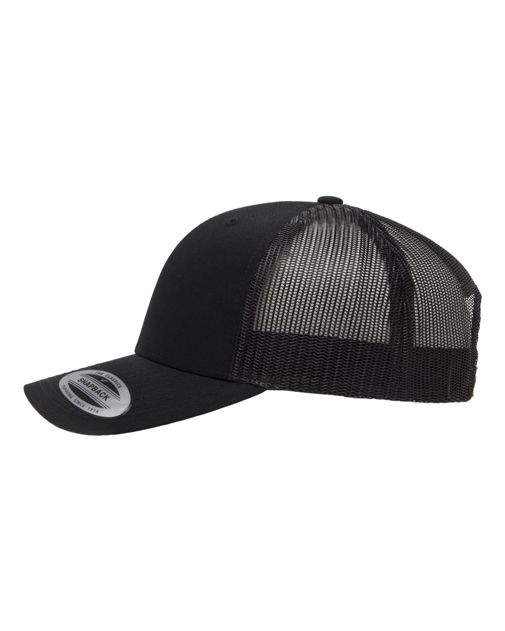 Custom Leather Patch Yupoong 6606 Trucker - Black