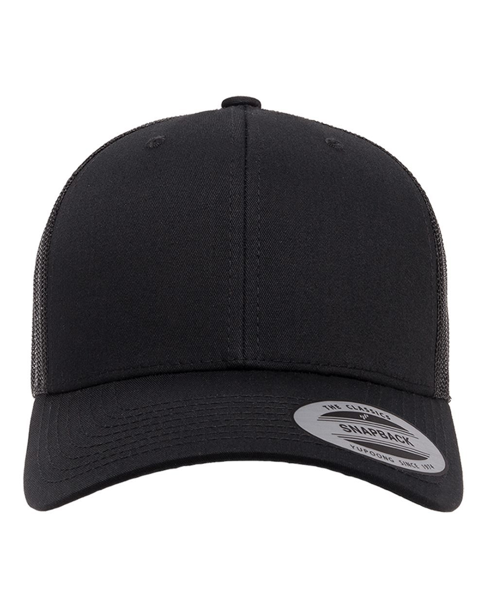 Custom Leather Patch Yupoong 6606 Trucker - Black