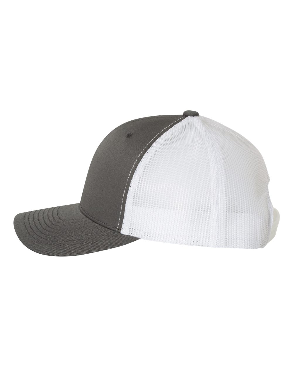Custom Leather Patch Yupoong 6606 Trucker - Charcoal / White