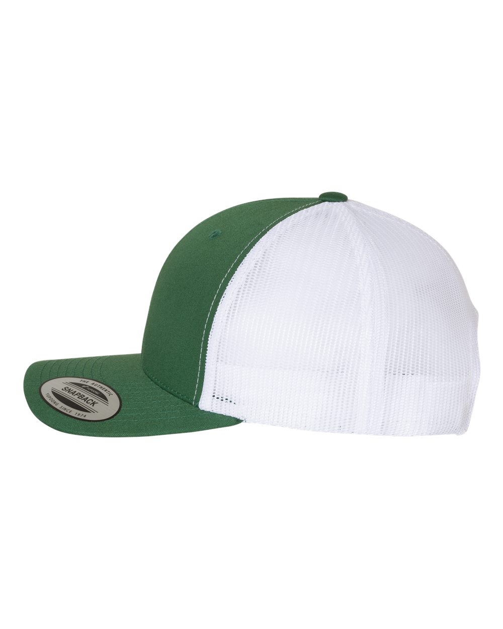 Custom Leather Patch Yupoong 6606 Trucker - Evergreen / White