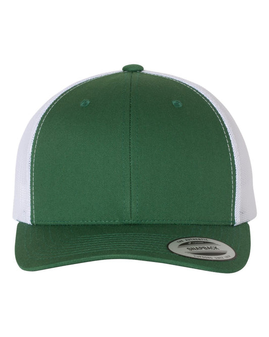 Custom Leather Patch Yupoong 6606 Trucker - Evergreen / White
