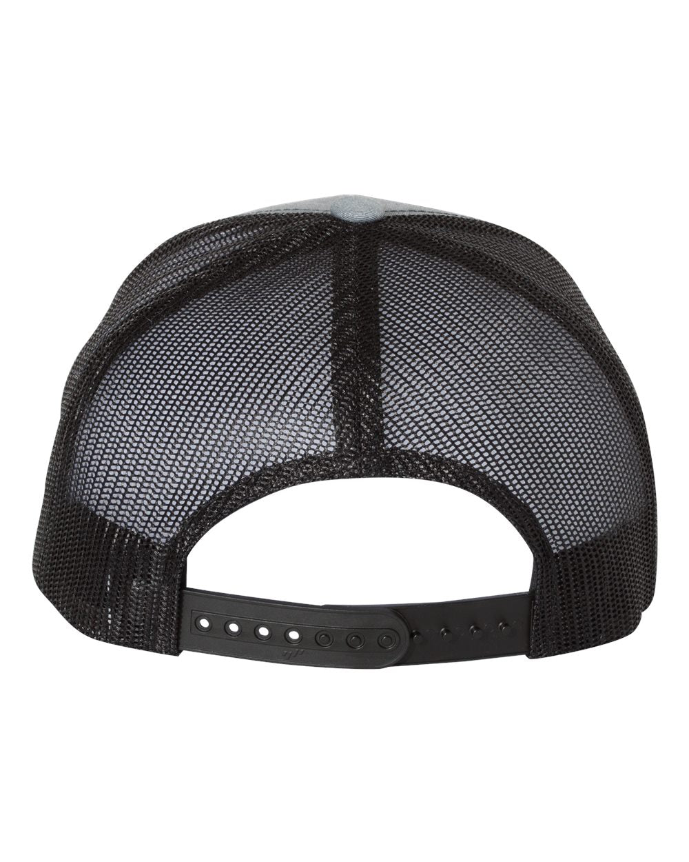 Custom Leather Patch Yupoong 6606 Trucker - Heather Grey / Black