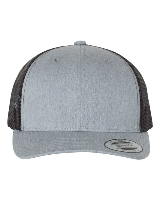 Custom Embroidered Yupoong 6606 Trucker -  Heather Grey / Black