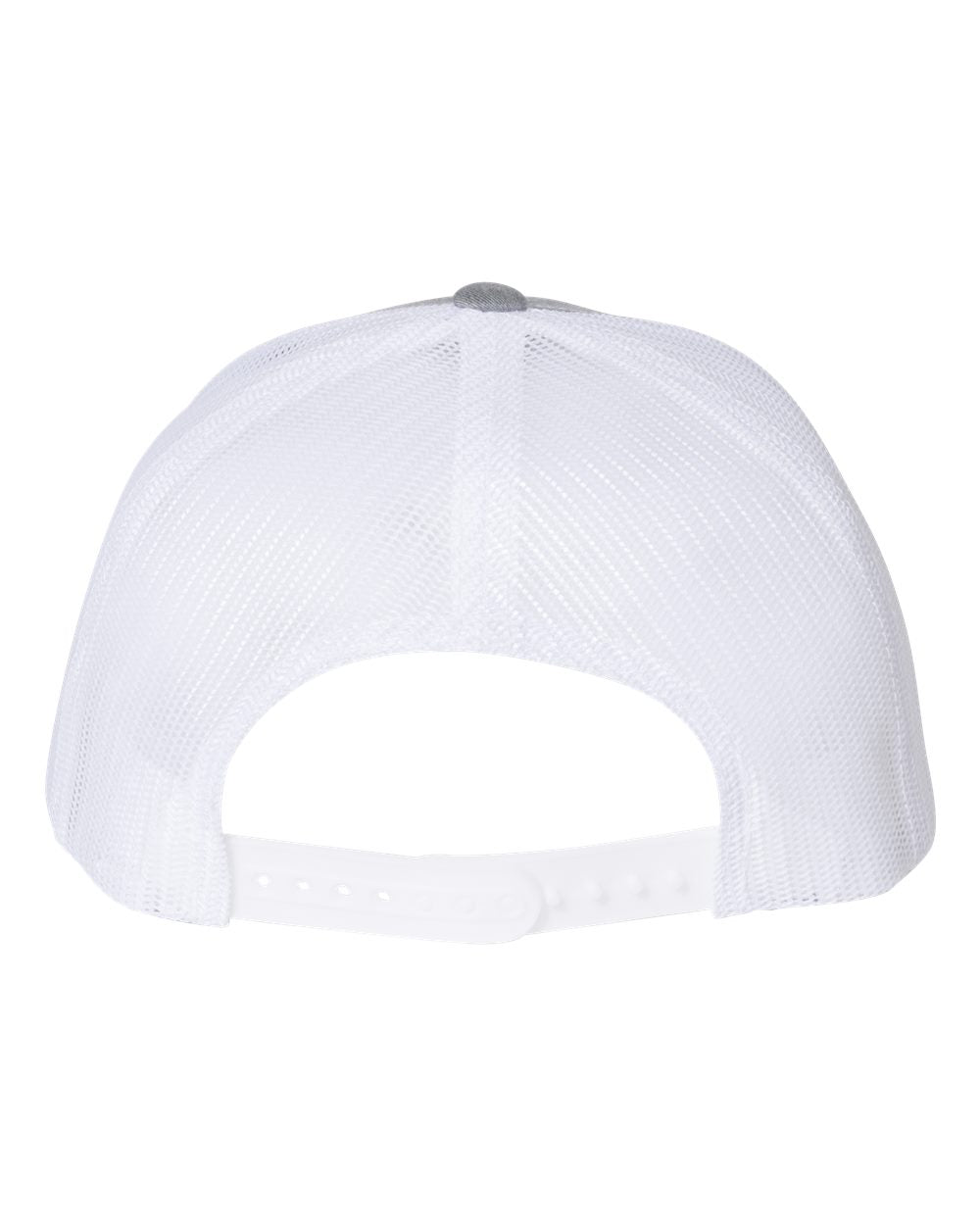 Custom Leather Patch Yupoong 6606 Trucker - Heather Grey / White