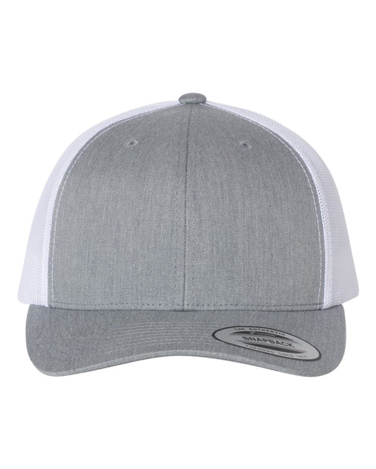 Custom Embroidered Yupoong 6606 Trucker -  Heather Grey / White