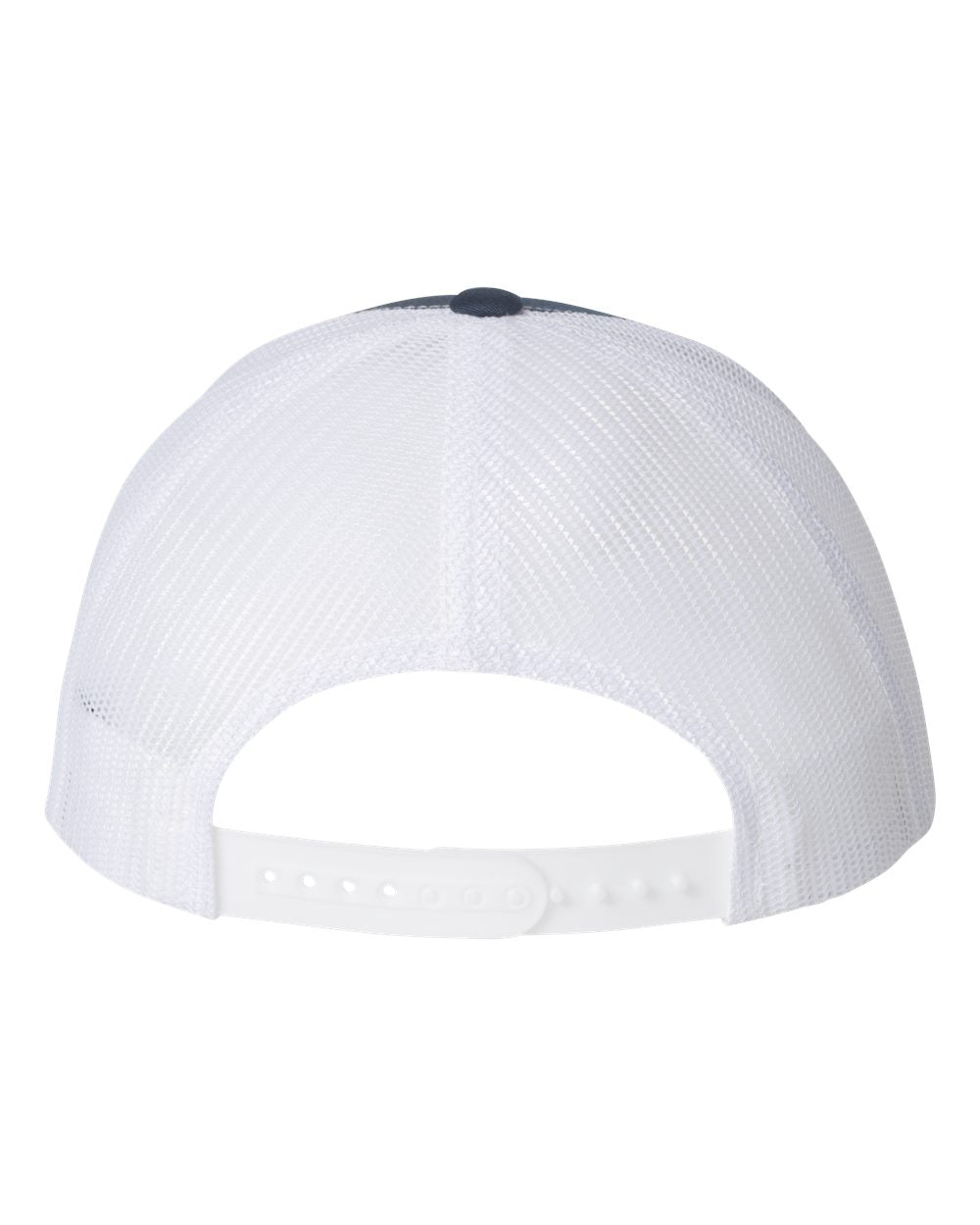 Custom Leather Patch Yupoong 6606 Trucker - Navy / White