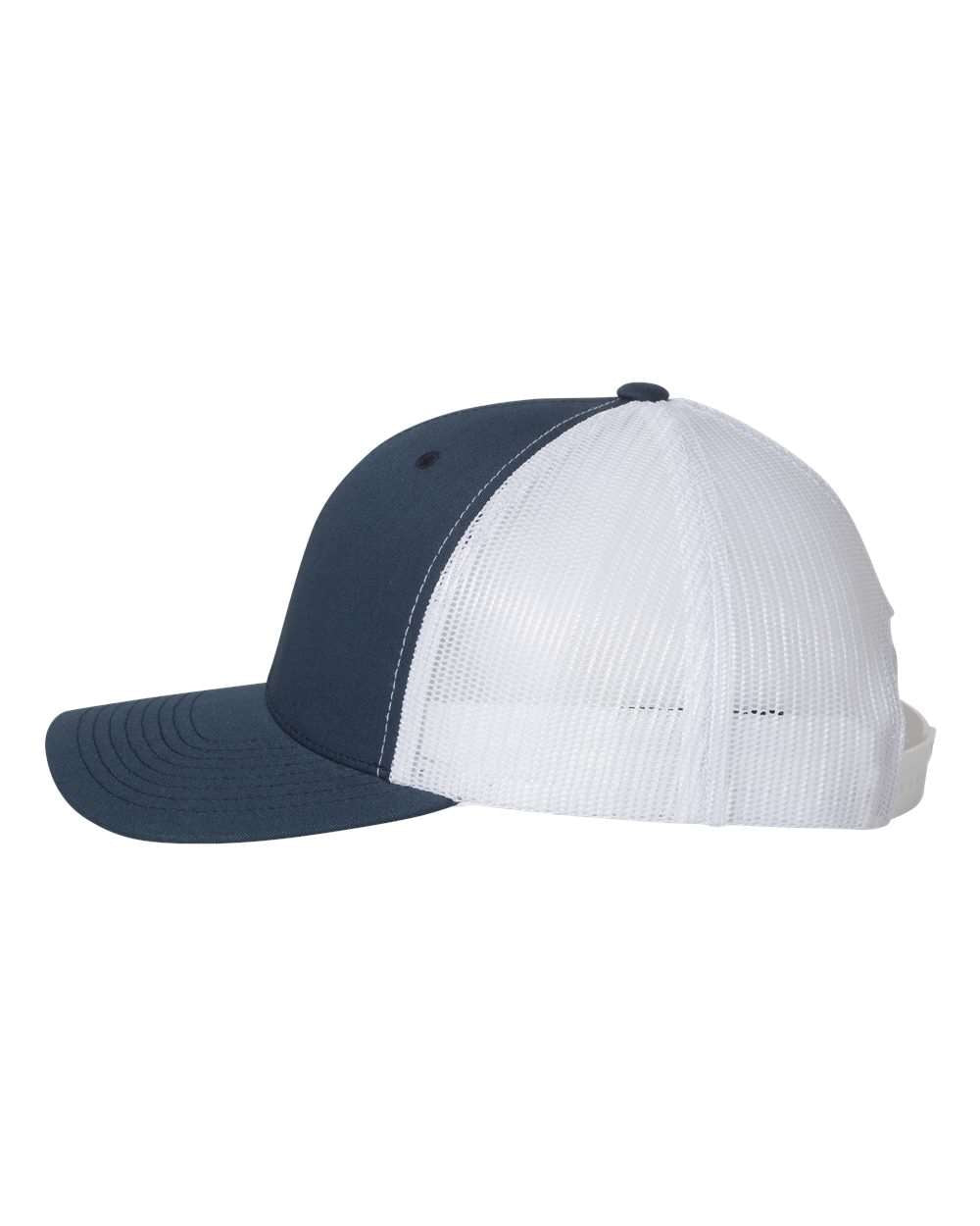 Custom Leather Patch Yupoong 6606 Trucker - Navy / White