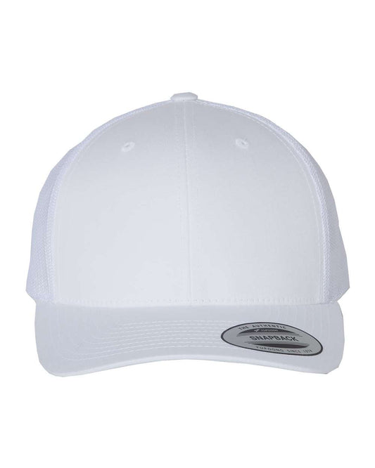 Custom Leather Patch Yupoong 6606 Trucker - White